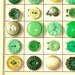 Vintage Green Button Lot, Green Buttons, Flowers, Vintage Supplies -- 0340