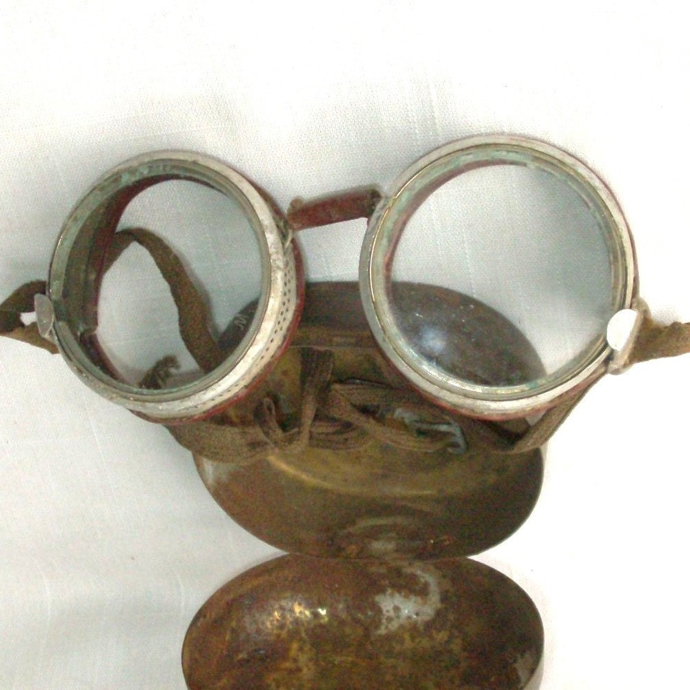 Vintage Willson Folding Goggles with Case, Motorcycle, Riding, Safety, Aviator, Steampunk -- 1221