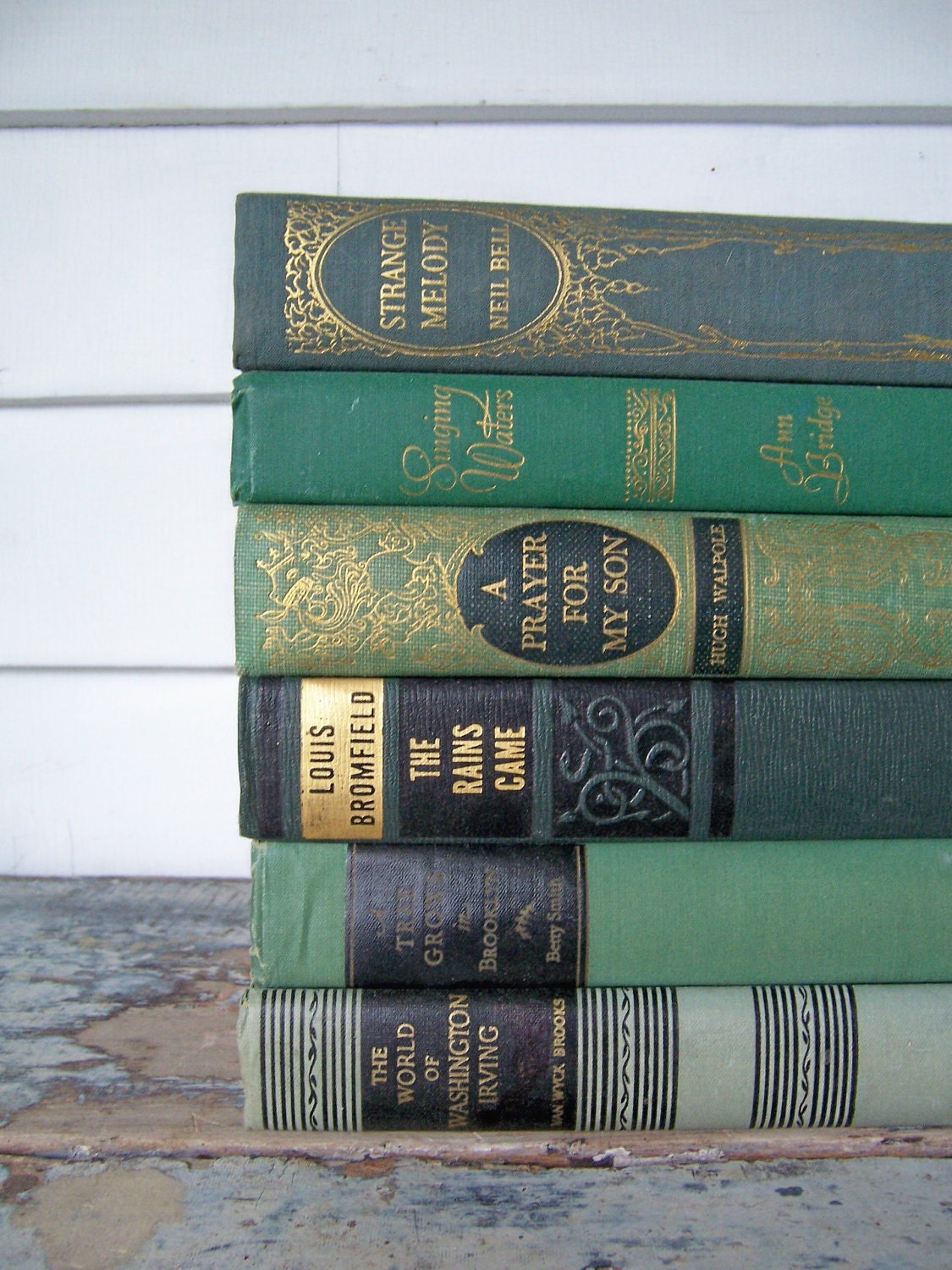 Vintage 6 Book Bundle Instant Collection Novels Old Green Books  1930s 40s - vintagemaryann