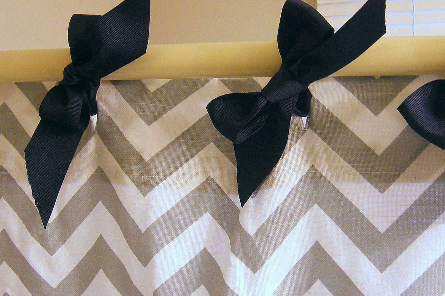 BOGO FREE SALEShower Curtain Zig Zag Premier Prints Ash Gray and White with Navy Blue Ribbon Button Holes 72x90