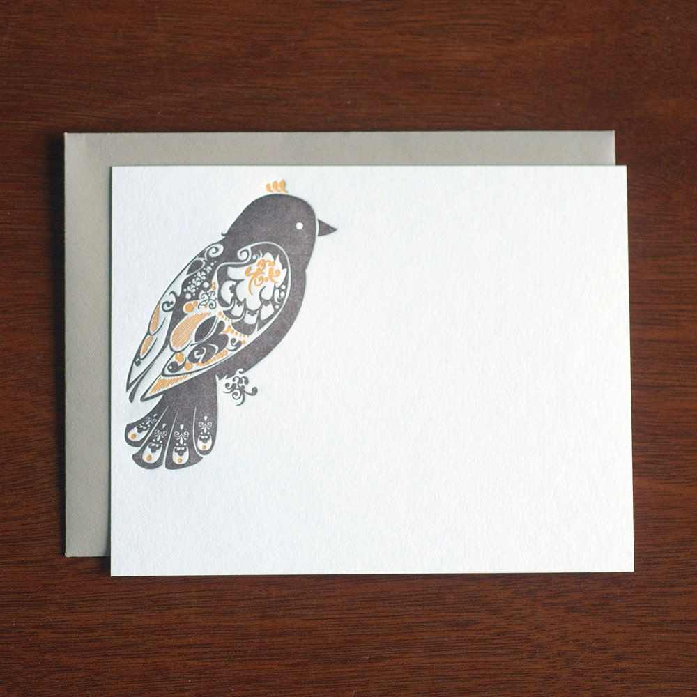 Natalie's Birds - Box of 5 Letterpress Flat Cards