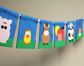 Farm Animal Friends - Birthday Decoration Banner (felt & fabric) Il_170x135