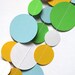 Green, light blue, yellow & white paper circle garland (15 feet) - READY TO SHIP