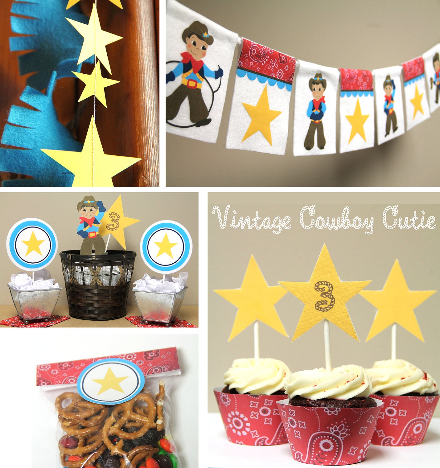 Vintage Cowboy Cutie - Cake Topper or Specialty Table Centerpiece