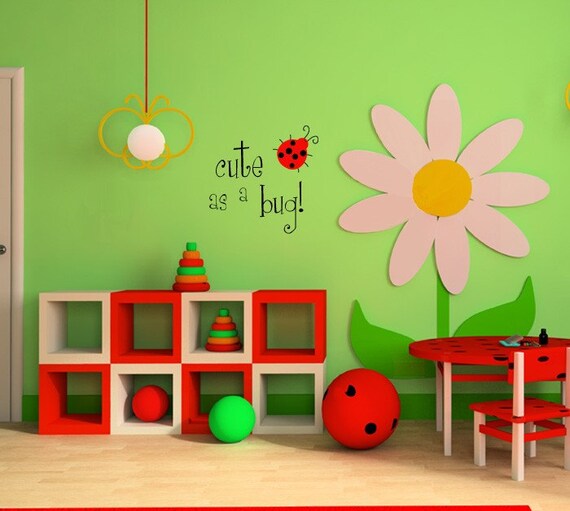 Ladybug Lady Bug Wall Decal - Cute As A Bug - Children Nursery Vinyl Wall Decal Sticker