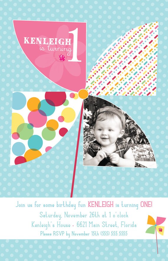 Pinwheel Party Birthday Invitation - DEPOSIT