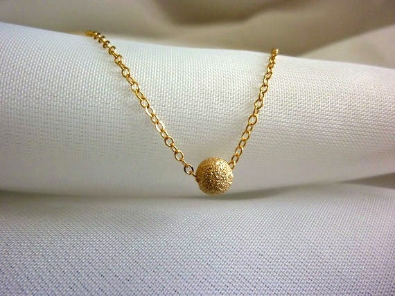tiny gold bead necklace-gold texture bead necklace-small gold charm necklace-everyday gold necklace-tiny gold drop necklace-mini gold charm