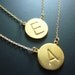 initial disc gold necklace-gold initial necklace-gold initial round disc necklace-initial charm necklace-initial necklace-celebrity style