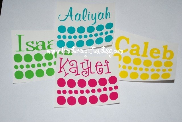 Vinyl Names & Polka Dots - Set of Four