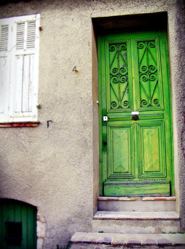 Green Door Photography - Paris Door Art  french home Decor 8x10 french photo emerald green kelly green
