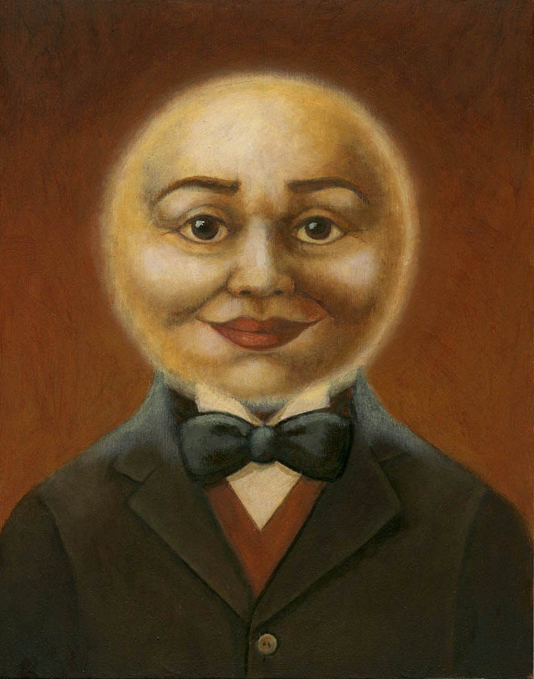 Moon Man Portrait-full moon oil painting moon art