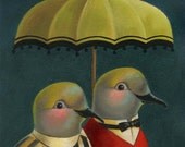 Dove Couple Portrait in Rain