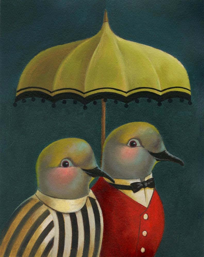 Dove Couple Portrait in Rain