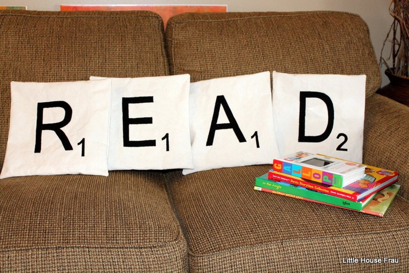READ Scrabble Tile Letter Pillows