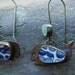 Pottery Shard jewelry - Whale Charm Earrings with Blue and White Pattern and Sea Glass
