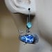 Pottery Shard jewelry - Whale Charm Earrings with Blue and White Pattern and Sea Glass
