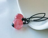 Pink Quartz Earrings. Oxidized Sterling Silver Earrings. Dangly and feminine, mysterious and sweet.