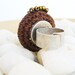 50% off - Crochet Adjustable Ring, Caramel Agate, Handmade, Brown Cotton Yarn, Copper Glass Beads