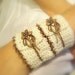Women's Crochet Cuff Bracelet, Ivory, Cotton Crochet Yarn, Toggle Clasp, Copper, Chain