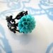 Petite Teal flower and black filigree ring