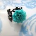 Petite Teal flower and black filigree ring