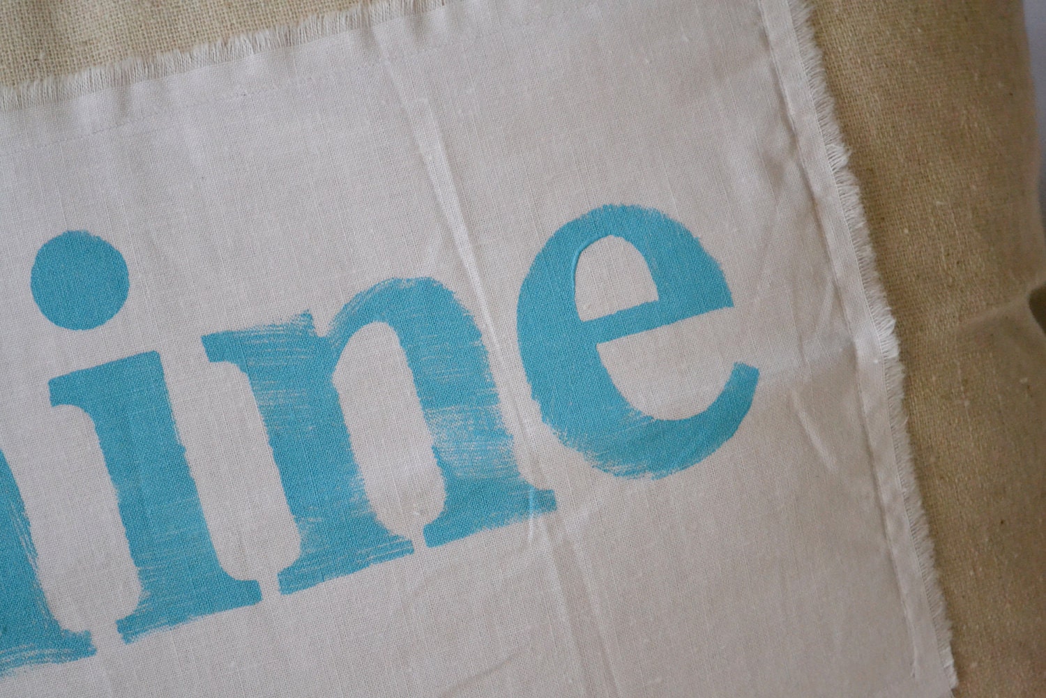 The SHINE Project-- pillow cover with hand stamped shine banner in yellow or turquoise 12 x 16