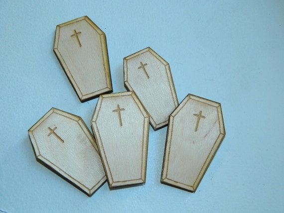 Woodcut Coffin Pin