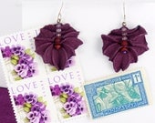 Ruby Leaf Earrings of Handmade Paper