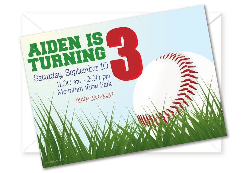 Customized and Printable Baseball Birthday Party Invitation