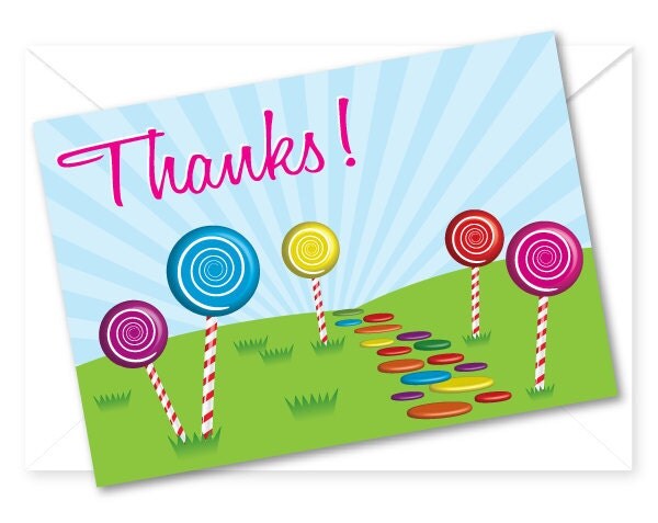 Candy Land Birthday Party Thank You Card