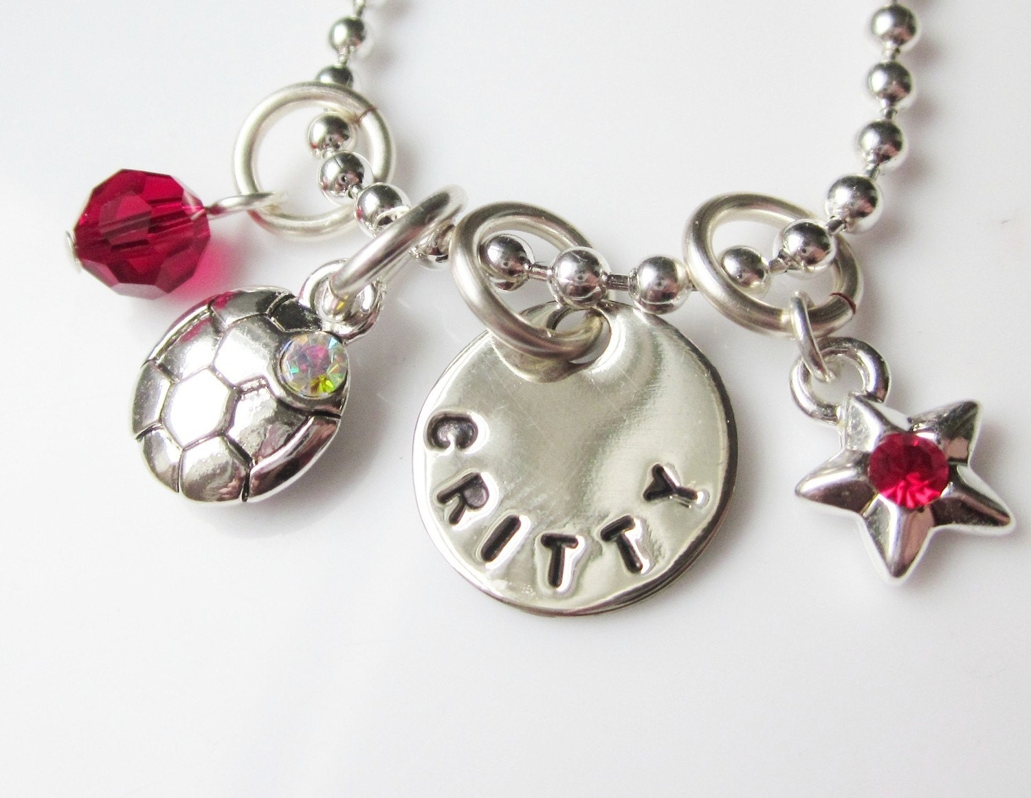 Personalized Soccer Star Girl's Charm Necklace, With YOUR Star & Dangle Colors, Only Boutique QUALITY charms used