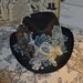 Steampunk Hat--Victorian--Ready To Ship--- One Of A Kind--Small Black Hat--Blue and Ivory Lace--Bronze--Silver--Metal Decor