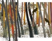 giclee print Bird In the trees Woodland perfect home decor for men nature gift for man brown earthy tones