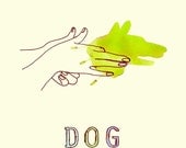 Funny wall Art Print Dog animal painting  7x7" neon Lime green spring kids wall art veterinary office