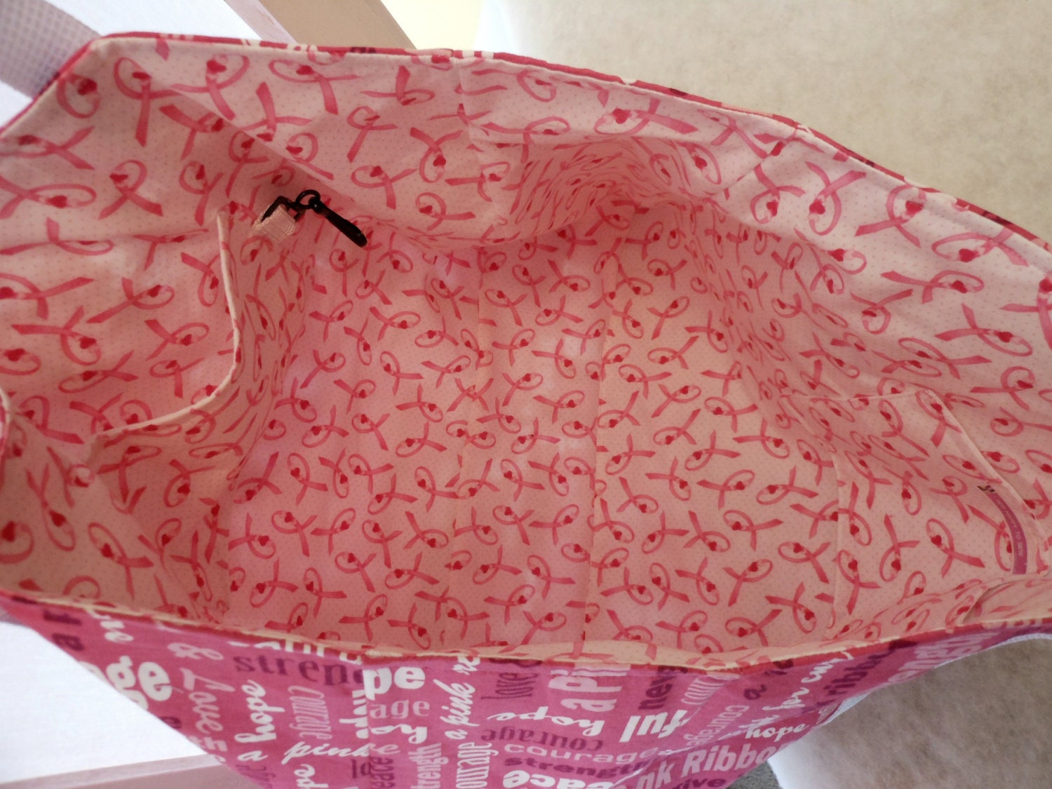 Medium Fabric Market Pink Ribbon Fight for The Cure Theme