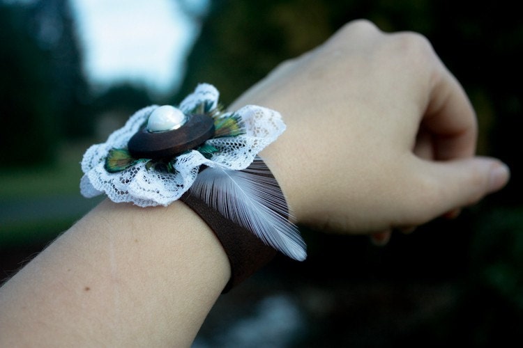 SUMMER CLEARANCE - Feathers, Leather & Lace Gypsy Lolita Bracelet