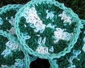 Handmade Face Scrubbies in Emerald Frost-set of 7