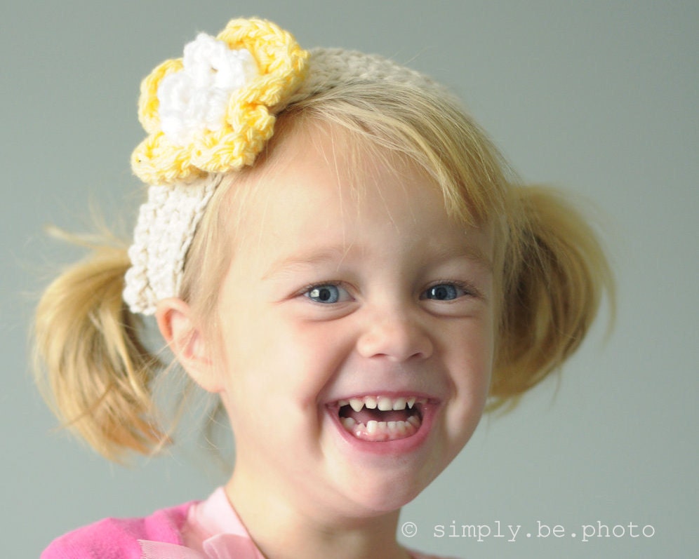 Crochet Flowered Headband/Fascinator, sized for children