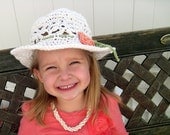 Crocheted Brimmed Hat--"Straw hat" style--Sized for ages 3 through 10