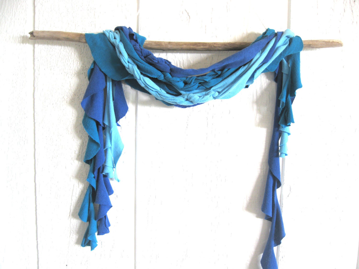 Eco Friendly. Upcycled T-Shirt. The Perfect Wave. Teal. Blue. Ocean. Skinny Scarf Set. FREE Shipping