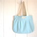 Eco Friendly. Upcycled Tshirt. Pleated Bag. Earth Day. For Her. Spring. Fashion. Aqua. Blue. Mothers Day. Gift Idea.