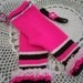 Childs handknit longies, ruffle trim colorful pants, leggings.bright pink, 12/18 mths Original design