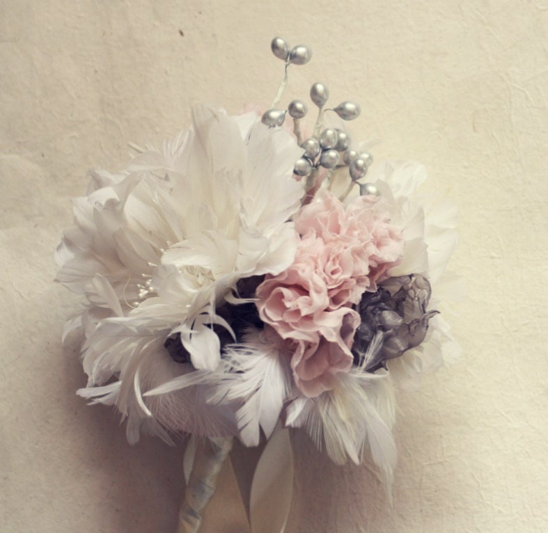 Feather Flower Bouquet with Fabric Flower  and Berry Fillers - 3 eBook Tutorials
