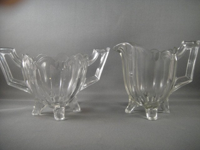 EAPG Jefferson Glass Quadruped or Chippendale Sugar and Creamer