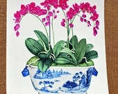 Orchids in Porcelain Tureen Fine Art Print