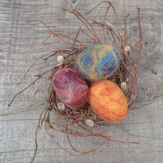 Felted Marble Egg Trio