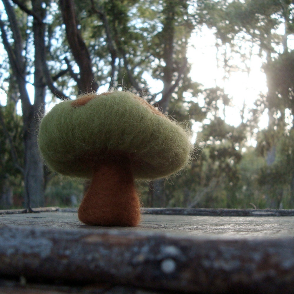 Felted Olive Toadstool