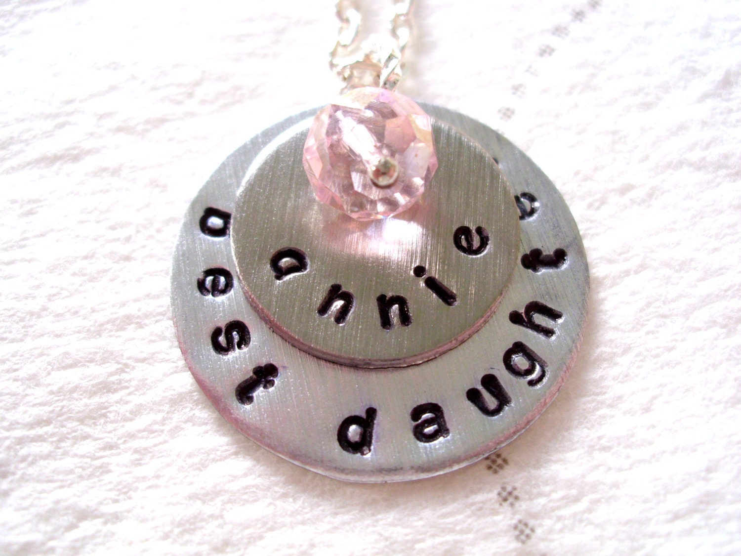 Daughter Necklace, Personalized Hand Stamped Charm Necklace, Daughter Necklace
