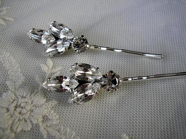 BRIDAL hairpin Aurora vintage style  wedding hair  ACCESSORIES Rhinestone set of 2 Free shipping