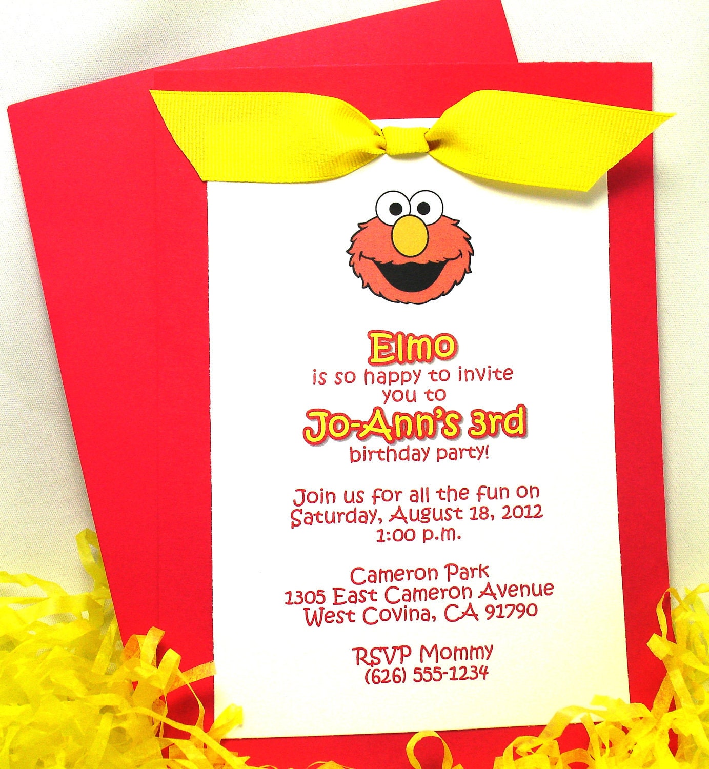 Elmo Invitations - Handmade Double Layer - Set of 10